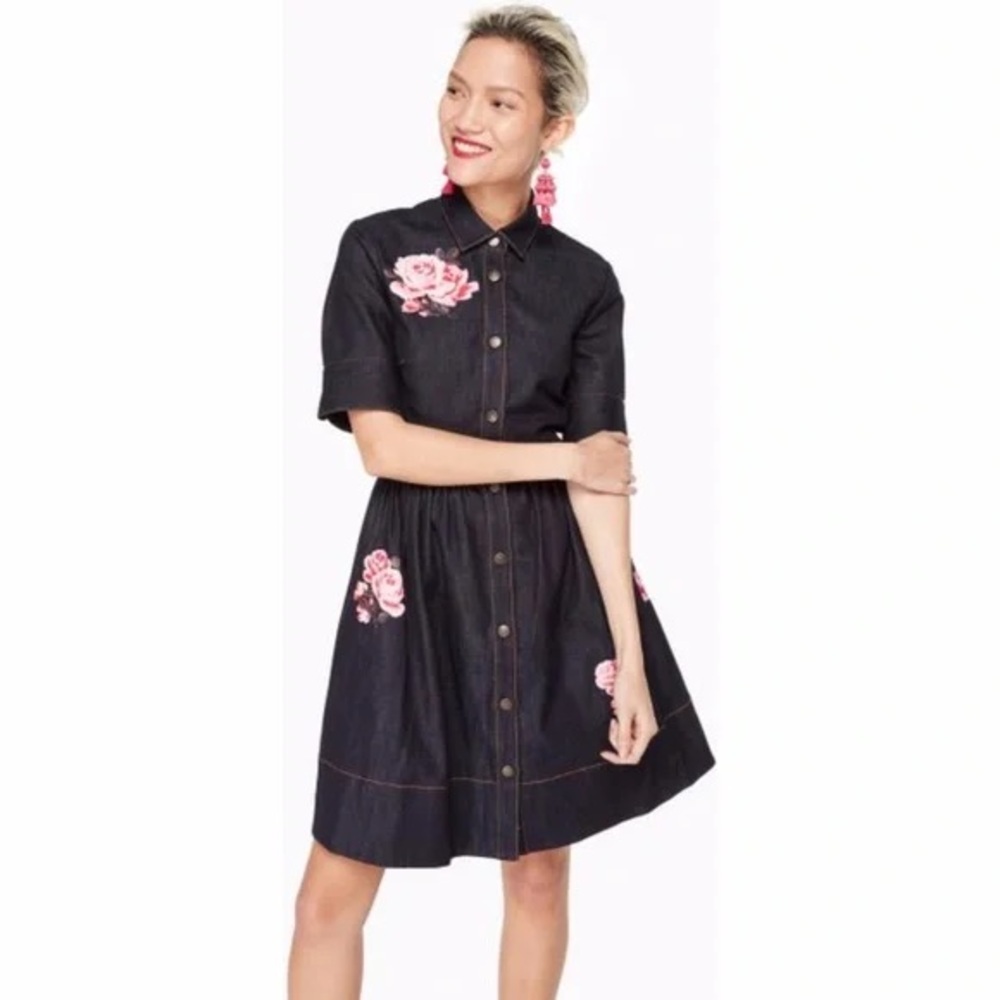 Floral Embroidered Black Dress Kate spade